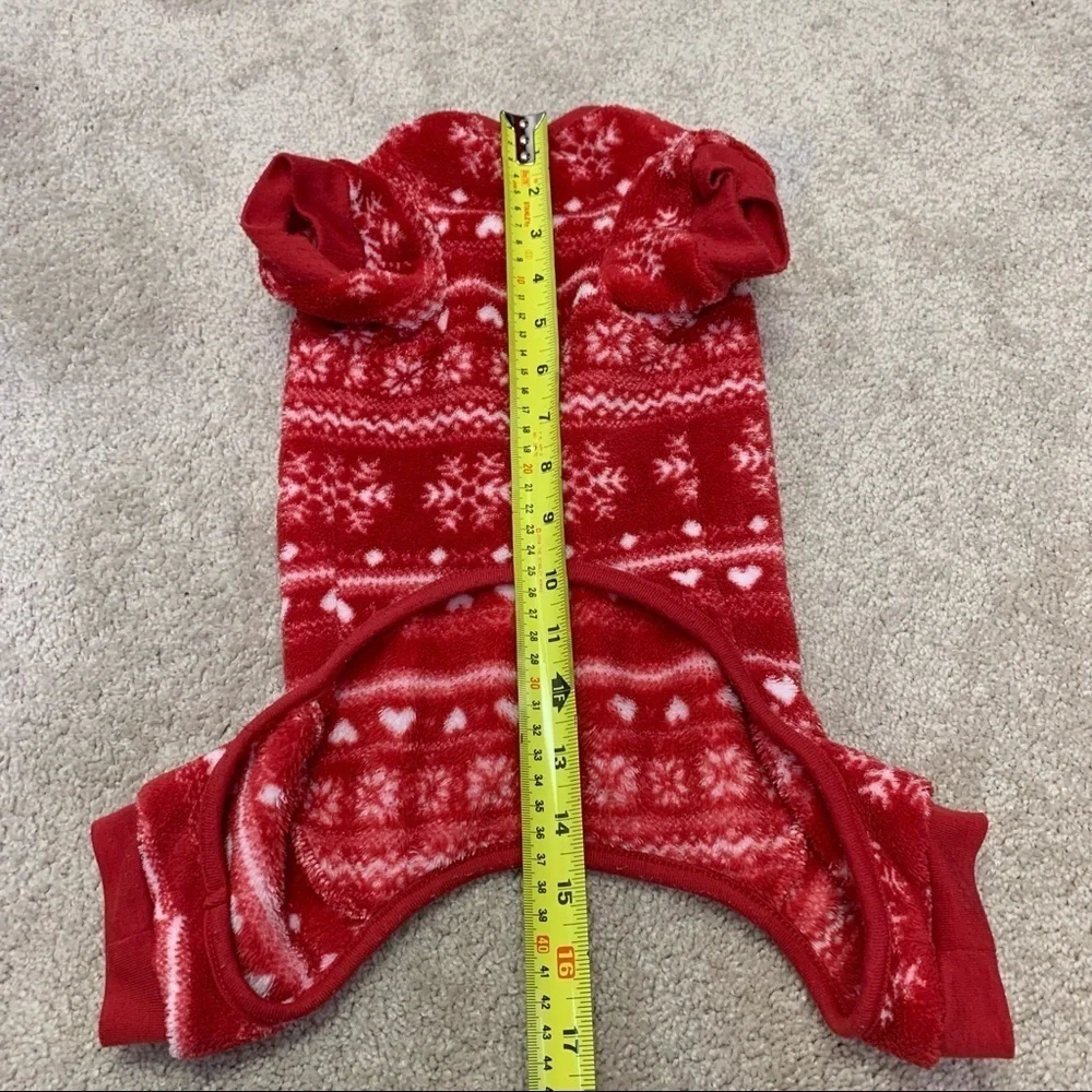 Bailey & Bella small breed dog red flannel snowflake heart Christmas pyjamas M